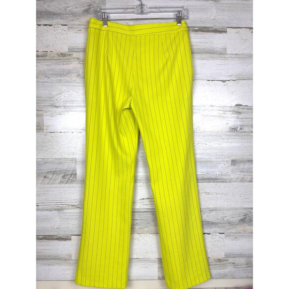 Current Air LA Women’s M Lime Green Pinstripe Wide Leg Low Rise Pants NEW - Picture 2 of 6